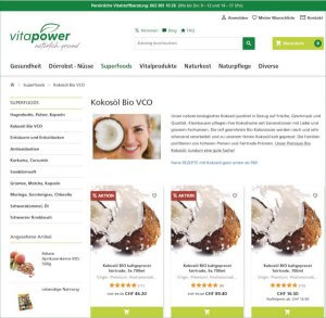 Bio Kokosöl von Vitapowershop.ch - Nahrungsergänzungsspezialist