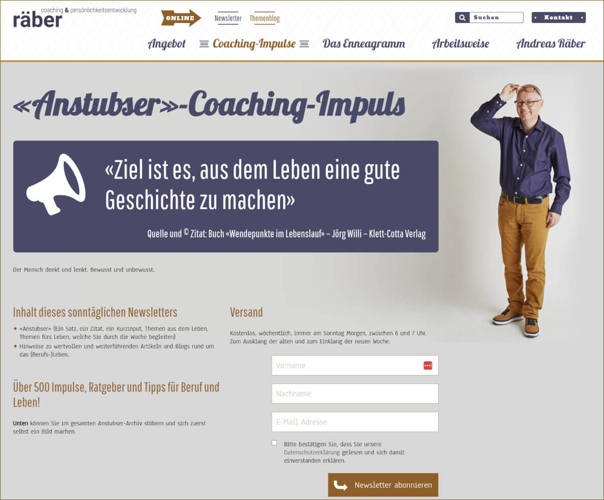 Kostenloser wöchentlicher Coaching Impuls Anstubser von coaching-persoenlichkeitsentwicklung.ch