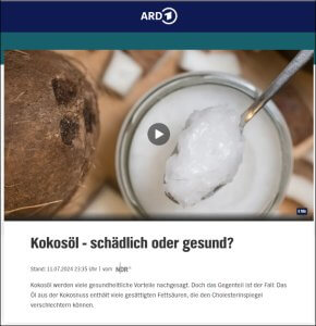 Kokosöl - schädlich oder gesund? Radio Beitrag von NDR.de.