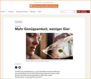Deutschlandfunk.de: Mehr Genügsamkeit, weniger Gier