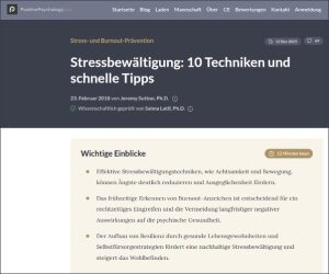 PositivePsychologie.com: Stress- und Burnout-Prävention - Stressbewältigung: 10 Techniken und schnelle Tipps