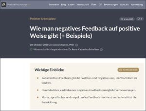 positivepsychology.com: Wie man negatives Feedback auf positive Weise gibt